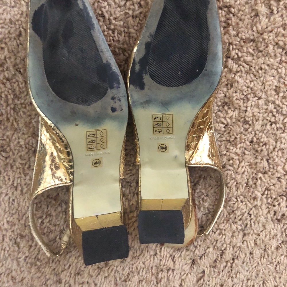 Size 9 Gold Reptile Print Slings by City Life USA - Picture 4 of 6